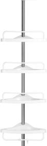 img 3 attached to 🚿 Adjustable Ivory Shower Caddy - Bathroom Tension Pole Corner with Rustproof Tray (Ivory)