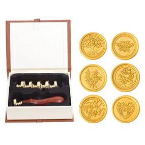 img 3 attached to SWANGSA Vintage Wax Seal Stamp Set - 6 Sealing Wax Stamp Heads + 1 Wooden Handle Sealing Stamp Kit (Tree of Life Design)