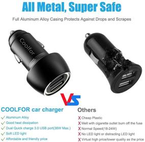 img 2 attached to 🔌 COOLFOR Fast USB Car Charger Adapter - Quick Charge 3.0, 36W Aluminum Car Charger for iPhone Xs/XS Max/XR/X/8/7, iPad Pro/Air 2, Samsung Galaxy S9/S8/S7/S6 Edge, Google Pixel, LG & More - Black