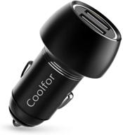 🔌 coolfor fast usb car charger adapter - quick charge 3.0, 36w aluminum car charger for iphone xs/xs max/xr/x/8/7, ipad pro/air 2, samsung galaxy s9/s8/s7/s6 edge, google pixel, lg & more - black logo