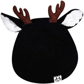 img 4 attached to 🎩 Rarity US Kids Winter Hat | Toddler Pom Pom Knit Antlers Hats | Lined Plush Earflap Winter Warm Cap for Girls Boys Baby