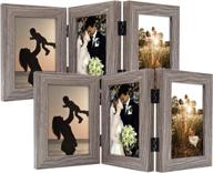 4x6 trifold hinged photo frame with 3 openings, grey - desk top family picture collage by golden state art | real glass | 2-pack логотип