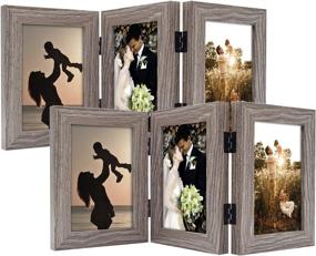 img 4 attached to 4x6 Trifold Hinged Photo Frame with 3 Openings, Grey - Desk Top Family Picture Collage by Golden State Art | Real Glass | 2-Pack