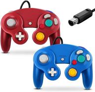 🎮 gamecube controller, classic wired controller for nintendo wii and gamecube (blue & red-2pack) logo
