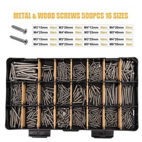 img 1 attached to 🔩 Leanking 1,760 Piece Hardware Assortment Kit for Bolts, Nuts, Washers, Metal & Wood Screws (3 Trays)