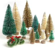 🎄 christmas room decor: 30 miniature sisal frosted christmas trees for tabletop ornaments & crafts логотип