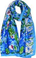 🎨 luxurious 100% charmeuse silk art collection long scarf inspired by claude monet's 'water lilies' logo