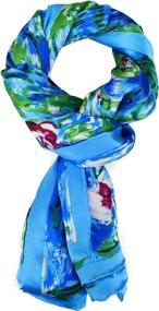 img 3 attached to 🎨 Luxurious 100% Charmeuse Silk Art Collection Long Scarf Inspired by Claude Monet's 'Water Lilies'