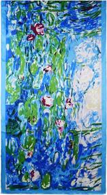 img 2 attached to 🎨 Luxurious 100% Charmeuse Silk Art Collection Long Scarf Inspired by Claude Monet's 'Water Lilies'