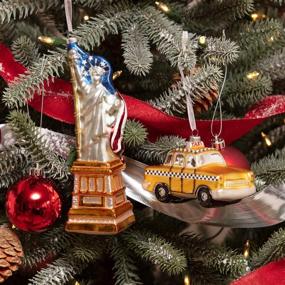 img 1 attached to 🎄 2021 Handmade Glass Blown Ornaments - Set of 2 pcs NY Travelers: New York Taxi Cab and Statue of Liberty - Perfect Christmas Tree Decorations