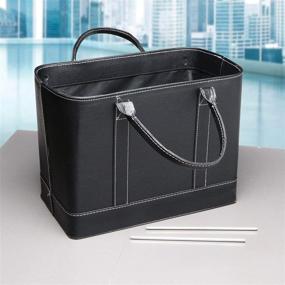 img 1 attached to Stylish Black File Folder Organizer Tote - Convenient Portable Document Storage Bag with Carry Handles from HOME DISTRICT