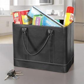 img 3 attached to Stylish Black File Folder Organizer Tote - Convenient Portable Document Storage Bag with Carry Handles from HOME DISTRICT