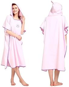 img 4 attached to 🏖️ Quick-Drying Microfiber Wetsuit Changing Towel Bath Robe Poncho - Hooded Design, One Size Fits All