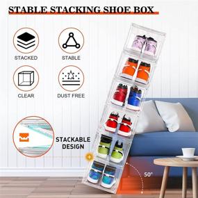 img 1 attached to 👟 Organize Your Sneaker Collection with the Clear Shoe Box 3 Pack: Stackable, Magnetic Door, Front Opening Display, Strong & Sturdy Fit for Large Sizes