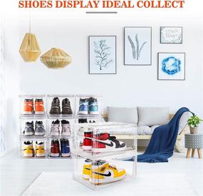 img 3 attached to 👟 Organize Your Sneaker Collection with the Clear Shoe Box 3 Pack: Stackable, Magnetic Door, Front Opening Display, Strong & Sturdy Fit for Large Sizes