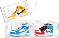 👟 organize your sneaker collection with the clear shoe box 3 pack: stackable, magnetic door, front opening display, strong & sturdy fit for large sizes логотип