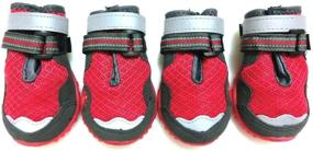 img 4 attached to 👟 Xanday Breathable Dog Boots: Mesh Shoes with Reflective Straps & Wear-Resisting Soles [4pcs]