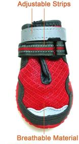 img 3 attached to 👟 Xanday Breathable Dog Boots: Mesh Shoes with Reflective Straps & Wear-Resisting Soles [4pcs]