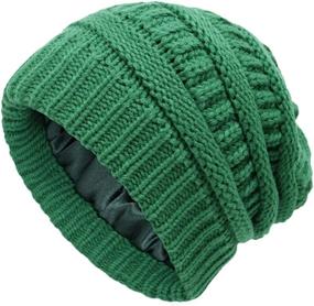 img 4 attached to 🧣 Nogewul Cute Knit Beanie Hats: Fashionable Satin-Lined Winter Skull Caps for Women and Men