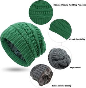 img 2 attached to 🧣 Nogewul Cute Knit Beanie Hats: Fashionable Satin-Lined Winter Skull Caps for Women and Men