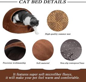 img 2 attached to Creating Premium Indoor Cat Beds - Cat House Tent with Washable Cushioned Pillow and Summer Mat, Kitten Beds Cat Hut, 16.9X16.3X12.7 inches