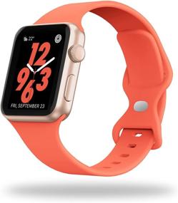 img 4 attached to STG Спортивный ремешок для часов - Совместимый с ремешком для Apple Watch 38мм, 40мм, 42мм, 44мм, мягкий силиконовый спортивный заменяемый ремешок - iWatch SE Серия 6/5/4/3/2/1 (38/40мм, Абрикос)