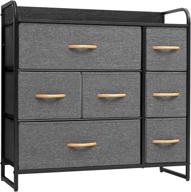 🏬 vredhom 7-drawer closet dresser: fabric bedroom storage chest with sturdy steel frame & wood top for entryway, hallway, office – wide dresser for clothes, nursery storage logo