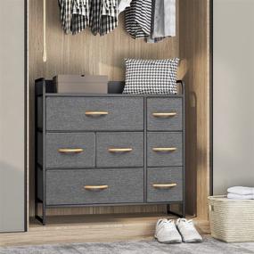img 3 attached to 🏬 VredHom 7-Drawer Closet Dresser: Fabric Bedroom Storage Chest with Sturdy Steel Frame & Wood Top for Entryway, Hallway, Office – Wide Dresser for Clothes, Nursery Storage