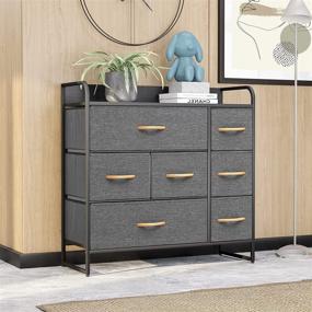 img 2 attached to 🏬 VredHom 7-Drawer Closet Dresser: Fabric Bedroom Storage Chest with Sturdy Steel Frame & Wood Top for Entryway, Hallway, Office – Wide Dresser for Clothes, Nursery Storage