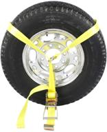 optimized us cargo control side mount wheel net with ratchet and flat hook - convenient wheel strap for vehicle tie down applications - working load capacity of 3,333 lbs logo