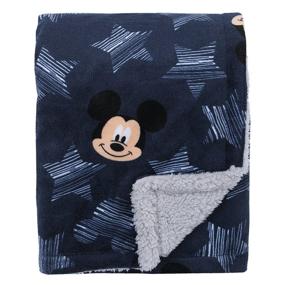 img 2 attached to 🌟 Простыня для новорожденных Disney Mickey Mouse Hello World Star/Icon: супермягкая двусторонняя велюровая/шерстяная в оттенках темно-синего, серого и белого