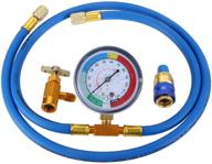 🌡️ r134a recharge hose kit with gauge: 59'' ac refrigerant roomy measuring kit, self-sealing r-134a can tap refrigerant dispenser for r-12/r-22 port | includes r134a low side quick couple logo