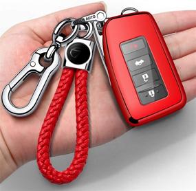 img 4 attached to 🔑 Red Autophone Lexus Key Fob Cover with Keychain - TPU 360 Degree Protection Key Shell Case for Lexus RX ES GS LS NX RS GX LX RC LC Smart Key