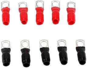 img 4 attached to 🚗 Versatile Small Size Vehicle Copper Terminal Kit – 10 Pcs 1/0 Gauge Copper Terminal Lugs for Ring Terminal Wire Connector, #8 (Red Black)