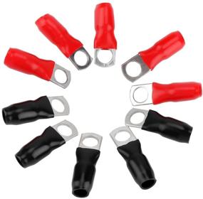 img 3 attached to 🚗 Versatile Small Size Vehicle Copper Terminal Kit – 10 Pcs 1/0 Gauge Copper Terminal Lugs for Ring Terminal Wire Connector, #8 (Red Black)