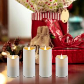 img 3 attached to 🕯️ CXMYKE 3D Moving Wick Outdoor Waterproof Flameless Candles - Ivory Battery Operated Flickering LED Candles with Remote Timer - Perfect for Christmas, Party and Home Decor - Set of 4 (D2.8” x H5”5”7”7”)