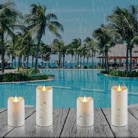 img 2 attached to 🕯️ CXMYKE 3D Moving Wick Outdoor Waterproof Flameless Candles - Ivory Battery Operated Flickering LED Candles with Remote Timer - Perfect for Christmas, Party and Home Decor - Set of 4 (D2.8” x H5”5”7”7”)