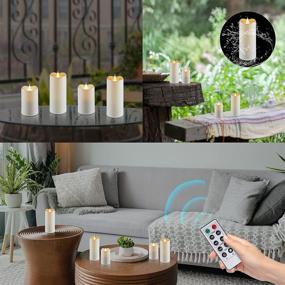 img 1 attached to 🕯️ CXMYKE 3D Moving Wick Outdoor Waterproof Flameless Candles - Ivory Battery Operated Flickering LED Candles with Remote Timer - Perfect for Christmas, Party and Home Decor - Set of 4 (D2.8” x H5”5”7”7”)