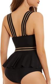 img 1 attached to 👙 Peddney Strappy Tankini Swimsuits: Tummy Control Peplum Two Piece Bathing Suits