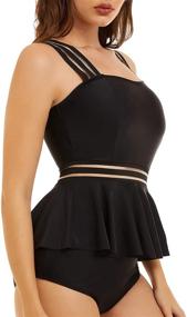 img 2 attached to 👙 Peddney Strappy Tankini Swimsuits: Tummy Control Peplum Two Piece Bathing Suits