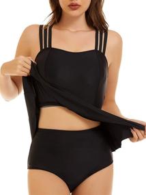 img 3 attached to 👙 Peddney Strappy Tankini Swimsuits: Tummy Control Peplum Two Piece Bathing Suits