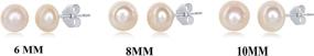 img 3 attached to 💎 Sophisticated Sterling Silver Blush Cultured Freshwater Pearl Button Bead Stud Earrings: 6mm, 8mm, or 10mm