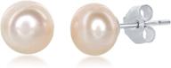 💎 sophisticated sterling silver blush cultured freshwater pearl button bead stud earrings: 6mm, 8mm, or 10mm logo