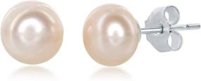 img 4 attached to 💎 Sophisticated Sterling Silver Blush Cultured Freshwater Pearl Button Bead Stud Earrings: 6mm, 8mm, or 10mm