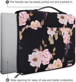 img 2 attached to 🌸 MOSISO 360 Protective Laptop Sleeve for 13-13.3 inch MacBook Pro, MacBook Air, Notebook Computer - Peony Bag with Trolley Belt, Black