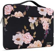 🌸 mosiso 360 protective laptop sleeve for 13-13.3 inch macbook pro, macbook air, notebook computer - peony bag with trolley belt, black logo