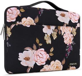 img 4 attached to 🌸 MOSISO 360 Protective Laptop Sleeve for 13-13.3 inch MacBook Pro, MacBook Air, Notebook Computer - Peony Bag with Trolley Belt, Black