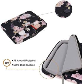 img 3 attached to 🌸 MOSISO 360 Protective Laptop Sleeve for 13-13.3 inch MacBook Pro, MacBook Air, Notebook Computer - Peony Bag with Trolley Belt, Black