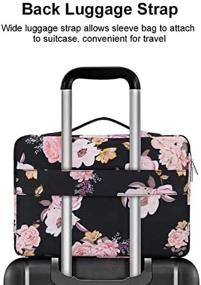 img 1 attached to 🌸 MOSISO 360 Protective Laptop Sleeve for 13-13.3 inch MacBook Pro, MacBook Air, Notebook Computer - Peony Bag with Trolley Belt, Black