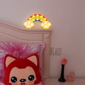 img 1 attached to GUOCHENG Rainbow Marquee Night Light Battery Operated LED Night Table Lamps For Children Bedroom Nursery